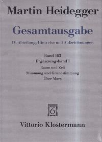 Heidegger, Raum und Zeit. Stimmung und Grundstimmung. Über Marx. (Umschlag)