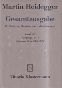 Heidegger, Vorläufiges I-IV (Schwarze Hefte 1963-1970). (Umschlag)