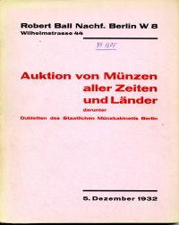 Robert Ball Nachf. Münzenhandlung. Versteigerungskatalog Nr. VIII.: (Umschlag)