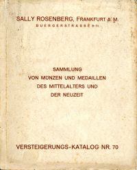 Sally Rosenberg Auktionskatalog Nr. 70: Sammlung von Münzen und Medaillen des Mi (Umschlag)