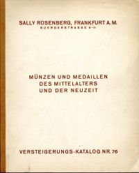 Sally Rosenberg: Auktionskatalog Nr. 76: Münzen und Medaillen des Mittelalters u (Umschlag)