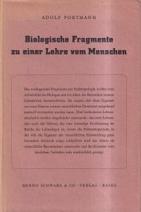 Portmann, Biologische Fragmente zu einer Lehre vom Menschen. (Umschlag)