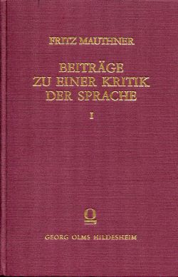 Mauthner, Beiträge zu einer Kritik der Sprache. (Umschlag)