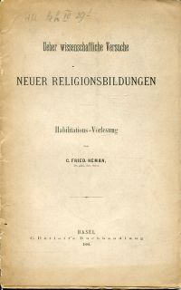 Heman, Ueber wissenschaftliche Versuche neuer Religionsbildungen. (Umschlag)