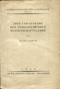 Lewin, Idee und Aufgabe der vergleichenden Wissenschaftslehre. (Umschlag)