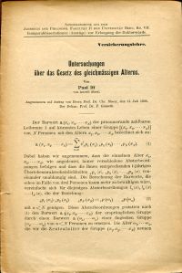 Iff, Untersuchungen über das Gesetz des gleichmässigen Alterns. (Umschlag)