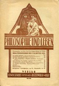 Messer, Philosophie und Leben, 1. Jahrgang, Heft 7/8. (Umschlag)
