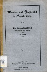 Hahn, Mundart und Hochdeutsch in Saarbrücken. (Umschlag)