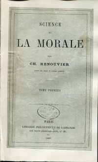 Renouvier, Science de la morale. (Umschlag)