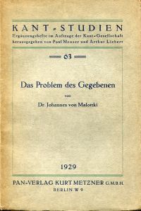 Malottki, Das Problem des Gegebenen. (Umschlag)