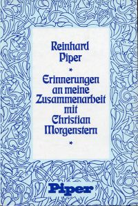 Piper, Erinnerungen an meine Zusammenarbeit mit Christian Morgenstern. (Umschlag)