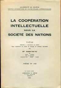 Pham-thi-Tu: La coopération intellectuelle sous la Société des Nations. (Umschlag)
