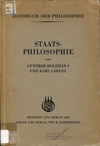 Holstein, Geschichte der Staatsphilosophie. (Umschlag)