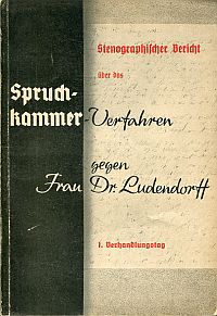Stenographischer Bericht über das Spruchkammer-Verfahren gegen Frau Dr. Mathilde (Umschlag)