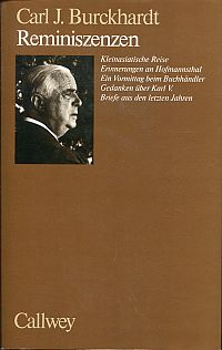 Burckhardt, Reminiszenzen. (Umschlag)