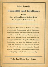 Humanität und Idealismus. (Umschlag)