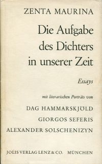 Maurina, Die Aufgabe des Dichters in unserer Zeit. (Umschlag)