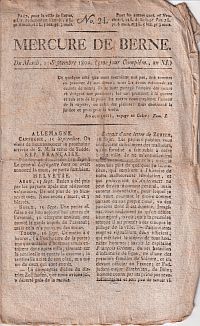 Mercure de Berne, No. 24. Du Mardi 21 Septembre 1802 (3me jpur Complém., an XI) (Umschlag)
