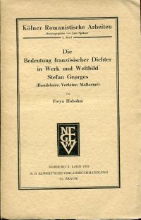 Hobohm, Die  Bedeutung französischer Dichter in Werk und Weltbild Stefan Georges (Umschlag)